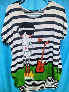 Kids Graphic Stripe Tee with Green Accent